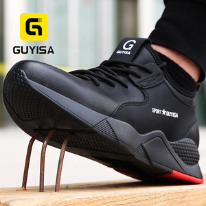 GUYISA Brand <strong>Work</strong> <strong>Boot</strong> Fashion <strong>Black</strong> Anti Slip Waterproof Leather Steel Toe Safety Shoes for Men Heavy Industry - Product Image 1