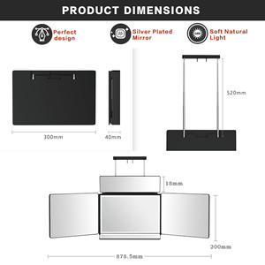 3 <span class=keywords><strong>Way</strong></span> Trang Điểm Gương Ánh Sáng <span class=keywords><strong>DIY</strong></span> Tóc Cắt Tool Trifold Gương Cho Tự Cắt Tóc Và Tạo Kiểu - Product Image 3