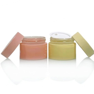 20ml 30ml 50ml 60ml 100ml Face Cosmetic Lotion Cream Containers Custom Empty Matte Glass Cosmetic Jar Yellow with Lids - Product Image 1