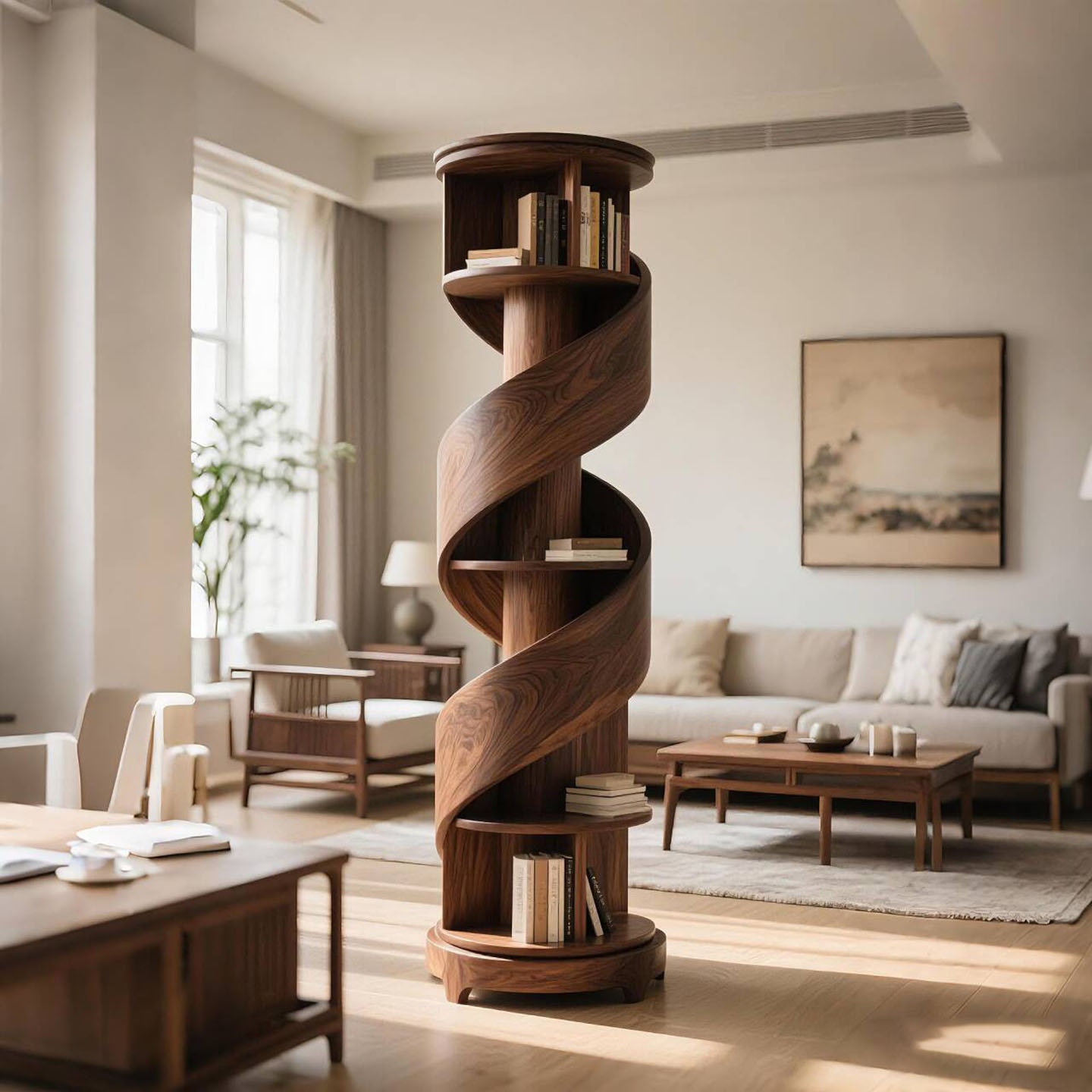 New Chinese Style North American Black Walnut Solid Wood Bookshelf
