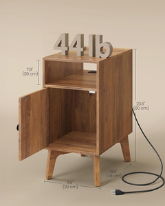 Tavolino Laterale in Legno Combohome con Presa di Corrente, Best Seller Versatile per Case Moderne - Product Image 2