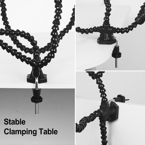 Outil de soudage de <span class=keywords><strong>troisième</strong></span> <span class=keywords><strong>main</strong></span> Station de soudage avec loupe 3X/5 pièces bras flexibles réparation de soudage support de PCB pour aider les mains - Product Image 4