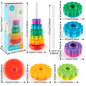 Arcobaleno torre di smistamento di nidificazione giocattoli di attività del bambino Set giocattolo sensoriale per i più piccoli - Product Image 3