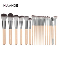 Maange — Kit de pinceaux de maquillage manche en bois, Set de 18 pièces, pour fond de teint, produits cosmétiques, vente en gros