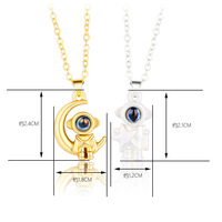 Colliers de la saint-valentin, bijoux assortis d'astronautes de la lune, 100 langues, I Love You Couple, colliers jumelles