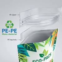 Bolsa de Alimentos MDOPE PE 100% Reciclable OEM, Ecológica, Resistente a la Humedad, con Base, Impresión Digital, Bolsa de Empaque Sostenible