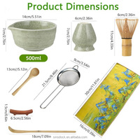 Ensemble d'outils à matcha en porcelaine SINODOCK pour la cérémonie du thé, bol Chawan, tamis à matcha, cuillère (Chashaku), support pour fouet (Chasen)