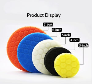 Ensemble d'éponges de polissage et de cirage pour voiture en <span class=keywords><strong>laine</strong></span>, motif hexagonal, tampons de polissage inclinés et enfoncés, tailles 3/4/5/6/7 pouces - Product Image 5