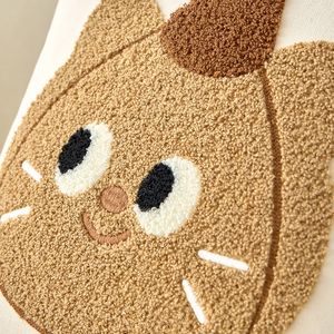 Niedliche Tier katze Fisch Handtuch Stickerei Kissen bezug Baumwolle Polyester Dekor Kissen bezug mit Pompon - Product Image 4