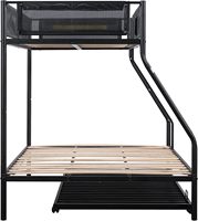 Lits superposés métalliques double étage de haute qualité, noirs, avec rangement, modernes, Xiamen, taille double sur grand lit, pour chambre à coucher, OEM, MOQ 200