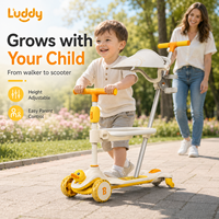 Tricycle évolutif 3-en-1 Luddy Custom B.Duck avec poignée réglable, poussoir et vélo d'équilibre pour tout-petits 1-4 ans