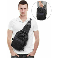 Sac à dos tactique pour hommes Sac à bandoulière pour la poitrine et le corps Molle Day Pack Pouch Noir