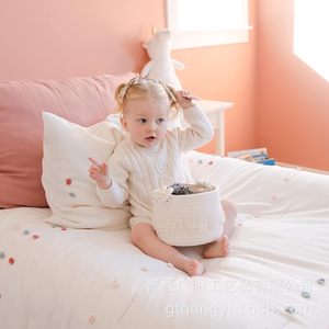 Cotton Rope Woven <b>Storage</b> <b>Basket</b> Set Round Beige Toy Diaper Organizer 3 Piece Bohemian Style Tassel Design - Product Image 2