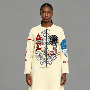 Chaqueta de Mujer Personalizada con Tapicería, Ropa de la Hermandad Zeta Beta, Cárdigan Jacquard Tejido, Chaqueta con Secuencia de Letras Griegas - Product Image 6