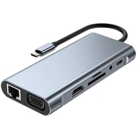 Hub USB-C Multifuncional 11 en 1, Adaptador de Estación de Acoplamiento USB-C, PD, USB 3.0, HDMI, VGA, RJ45 Ethernet, SD/TF, Accesorios para iMac para Usuarios Profesionales