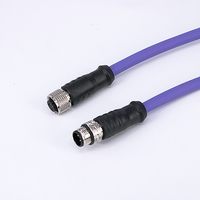 M12 kabel Ethernet IP67, dengan 8P Male ke RJ45 tahan air konektor Tembaga konduktor dan isolasi PVC perlindungan IP67