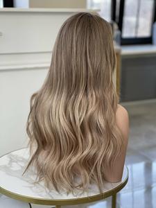 <span class=keywords><strong>Parrucca</strong></span> Ebraica con Top in Pizzo Senza Cuciture, Capelli Europei Remy Colore Biondo Balayage, Base in Seta e Pizzo Frontale HD Senza Colla per Donne con Perdita di Capelli - Product Image 5
