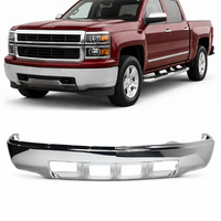 Bumper Depan Chrome untuk Chevrolet Silverado 1500 2014-2015 Tanpa Lubang Lampu Kabut Tanpa Lubang Sensor, Panel Bumper Pickup