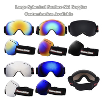 Lunettes de ski à grande surface sphérique, vente en gros, logo personnalisé, unisexe, protection UV, lunettes de neige sportives pour hommes et femmes