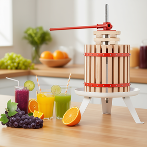 Exprimidor manual de madera maciza de 12L con mango de bloqueo para cocina, para hacer zumo de uva, naranja, vino y aceite. - Product Image 2