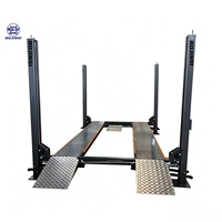 Pont élévateur 4 poteaux de 5 tonnes pour alignement de roues, élévateur hydraulique 4 poteaux avec élévateur secondaire intégré et glissières latérales pour alignement 4 roues