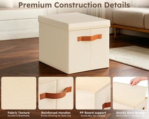 Paquete de 6 Cajas Decorativas Plegables con Asas, Contenedores de Almacenamiento con Tapas, Cestas de Almacenamiento de Tela para Estantes - Product Image 4