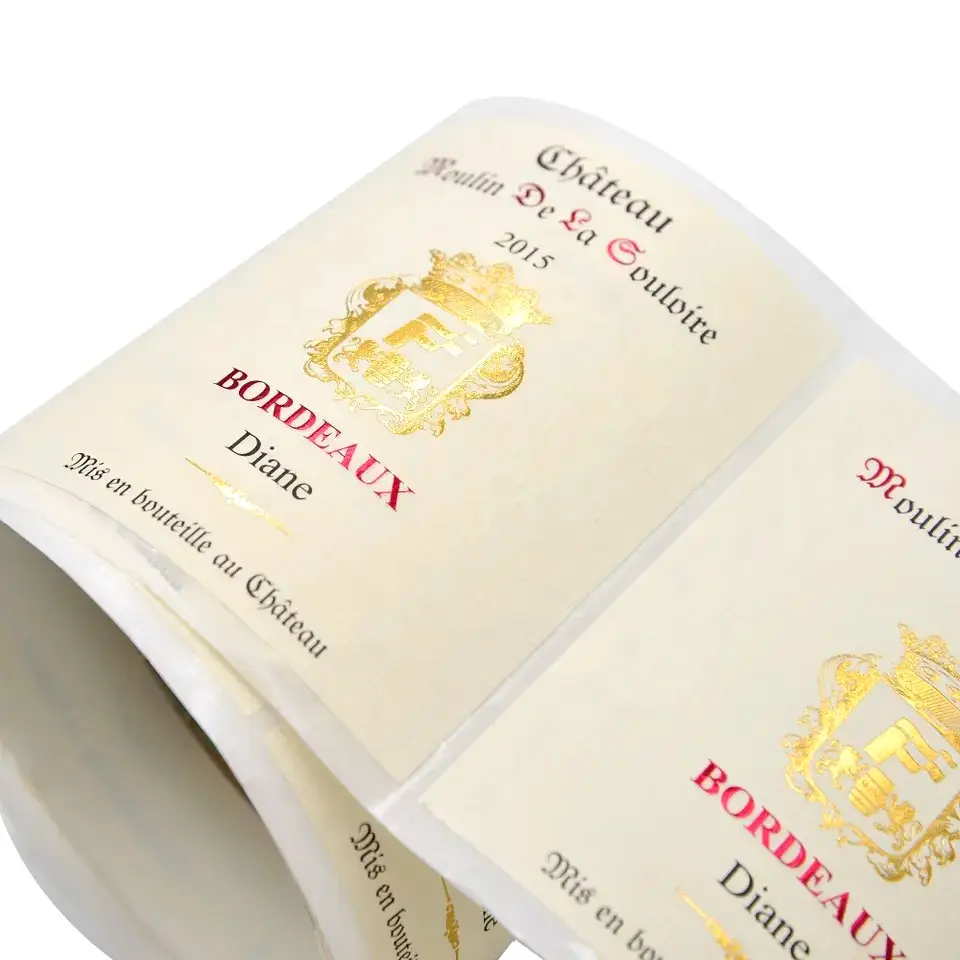 Etiqueta de botella de vino de papel de textura, Impresión de etiquetas de vino, etiqueta privada de vino