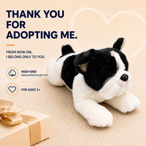 Peluche réaliste de bouledogue, jouet pour chien, animal en peluche doux, cadeau de haute qualité, logo personnalisé OEM, vente en gros - Product Image 2