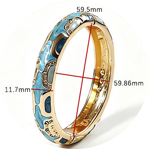 Hot Selling Gold Plated Enamel Bangle <b>Bracelet</b> with <b>Crystal</b> Inlay Hinged Open Cuff Fashion Jewelry for Women - Product Image 6