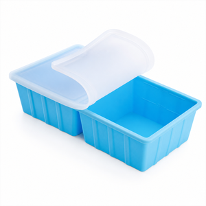 Bandeja rectangular de silicona de grado alimenticio para cubitos de hielo con tapa y contenedor, sin BPA, apta para lavavajillas. - Product Image 2