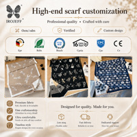 Écharpe de luxe élégante à imprimé oiseaux vintage, personnalisée OEM, avec pompons, multi-tons, polyvalente, pour automne-hiver – Cadeau idéal – Grande Vente
