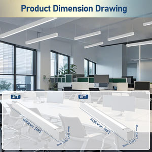 Lumière linéaire à LED en tube suspendu, certifiée DLC, 3Ct 4Ft 8Ft, directement de l'usine, dimmable, IP20, aluminium, 5 ans - Product Image 2