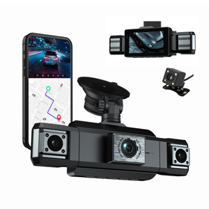 מצלמת דרך 3.0 אינץ' WIFI 1080P+480P עם <span class=keywords><strong>4</strong></span> ערוצים, צילום ימני, שמאלי ואחורי, <span class=keywords><strong>DVR</strong></span> קופסה שחורה עם ראיית לילה לניהול ציי רכב - Product Image 1