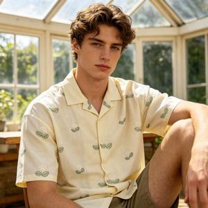 Camisa de Playa para Hombre de Lino Bordado de Moda, Camisas de Marca para Hombre 100% Algodón con Cuello - Product Image 3
