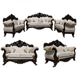 Handcrafted Teak Wooden 7 Seater Sofa Set Elegant 10 Seater Living Room Furniture Classy Look Bron Finish Drawing Room Furniture - Product Image 1