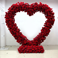 Grosir halus 2025 Dekorasi Hari Valentine 8 kaki tinggi merah putih bunga mawar lengkungan hati