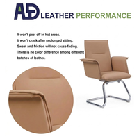 Chaise de conférence ergonomique moderne en cuir véritable, pivotante, avec base en traîneau, pour usage exécutif, visiteur, maison ou hôtel