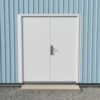Porte battante à panneau plat à rainures verticales pour maison conteneur, cabine portable en acier et dortoir conteneur de chantier