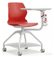 Chaise de bureau moderne pour l'école, la formation et la salle à manger, pour étudiant, avec tablette, cadre en plastique pliable, pieds en fer, poignée coulissante