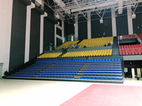 Tribunes télescopiques rétractables en acier inoxydable pour gymnases et stades intérieurs Frog Sports – Options personnalisées pour événements sportifs