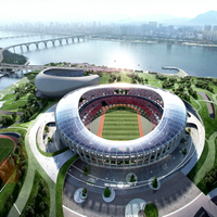 Structure en acier pour toit de stade à grande portée, résistante au vent et aux tremblements de terre, pour projet sportif municipal