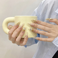 Presse à ongles faite à la main en gros gothique portable faux strass décoration de luxe charme réutilisable 10 pièces pointes d'ongles en acrylique