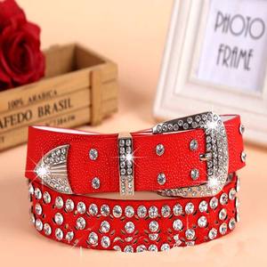 Alta calidad 3,3 cm 1,3 "ancho aleación de zinc PU cuero Metal Rhinestone cristal diamante estilos cinturón para mujer - Product Image 5