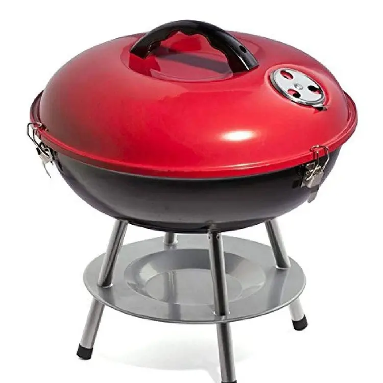 Portable Garden Barbecue14 Inch Family Kettle Grill Outdoor Charcoal Round Kettle Bbq Ceramic Kamado Grill Steel Charcoal Grill