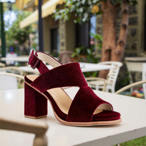 Sandali in velluto a punta aperta personalizzati <span class=keywords><strong>con</strong></span> tacco alto invernale in morbida pelle da esterno <span class=keywords><strong>con</strong></span> comodo tacco a blocchi stile Sexy - Product Image 2