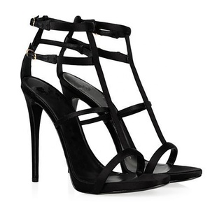 <span class=keywords><strong>Sandali</strong></span> Estivi da Donna con Tacco Alto, Punta Aperta, Cinturino alla Caviglia in <span class=keywords><strong>Raso</strong></span> Nero - Product Image 6