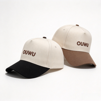 Casquette de baseball décontractée à 5 panneaux en coton délavé bicolore avec visière incurvée, chapeau de ville quotidien, réglable, logo personnalisé, usine OEM