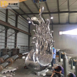 Jiahua Stainless Steel Wave Sculpture Large Outdoor Abstract Mirror Metal Garden Decoration Floor Mount Handmade - Product Image 1