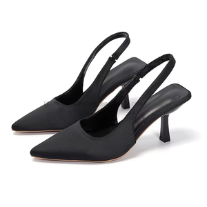 Solid Color High-Heeled Sandals for Women Bao Head New Shallow Mouth Pointed Single-Shoe High Heels for Summer <b>Bridal</b> Occasions - Product Image 3