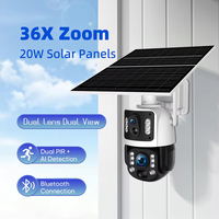 Cámara de Seguridad Solar CCTV de 6MP con Tarjeta SIM 4G, Zoom 36X, Cubierta de Bola ABS, Pan-Tilt, Visión Nocturna, Detección de Movimiento, IP66, PTZ, para Exteriores